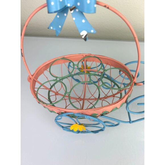 Wire Basket Bunny Carriage Egg Holder Easter Spring Metal Decoration, READ - Picture 4 of 16